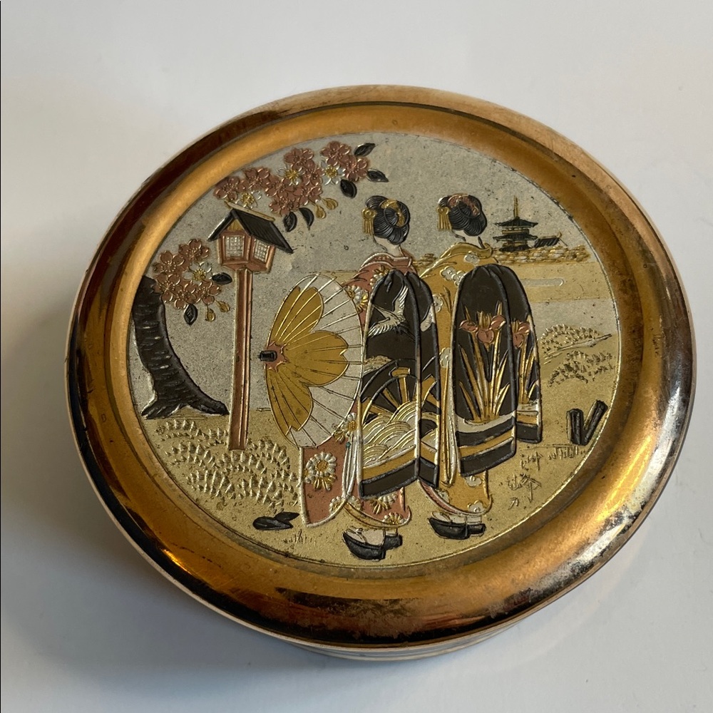 Vintage Geisha The Art of Chokin 24K Gold Edged Trinket Dish